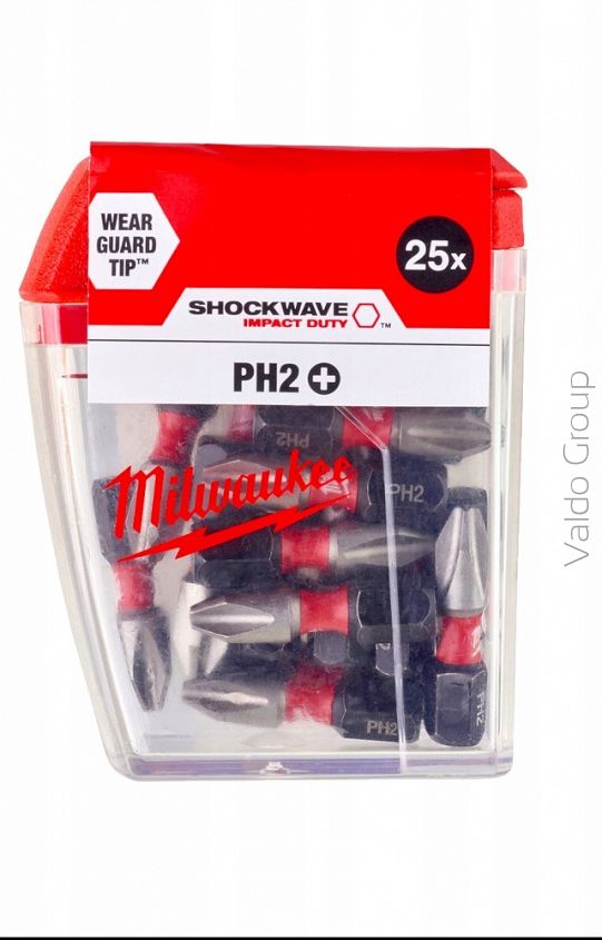 Milwaukee zestaw bitów udarowych SHOCKWAVE PH2x25 - 25 szt.