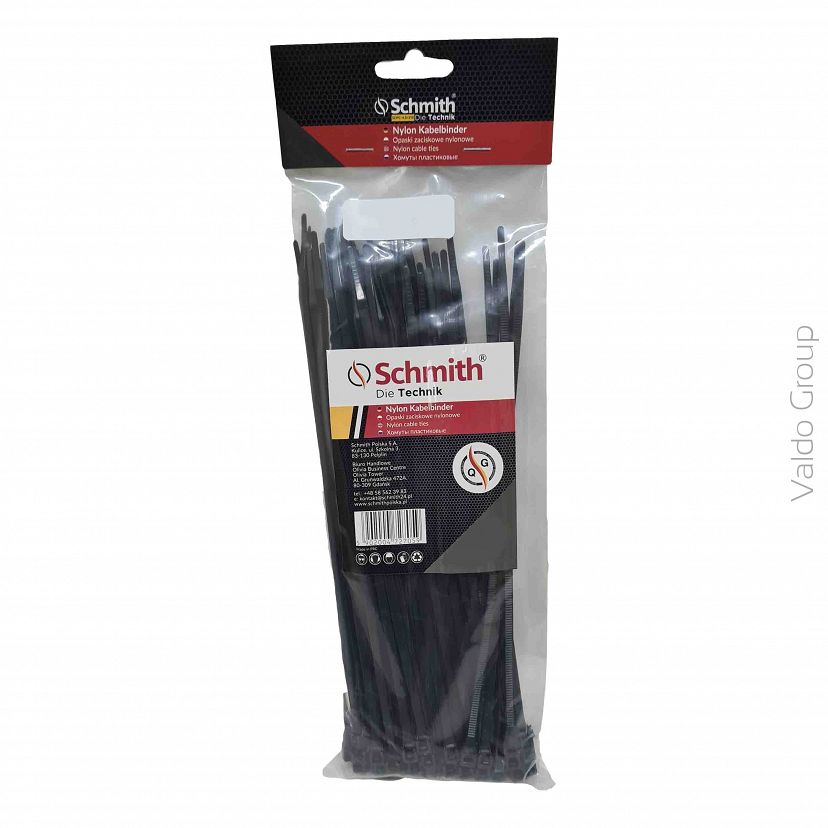 Schmith Opaski zaciskowe nylonowe 4,8x300 100 szt. Czarne